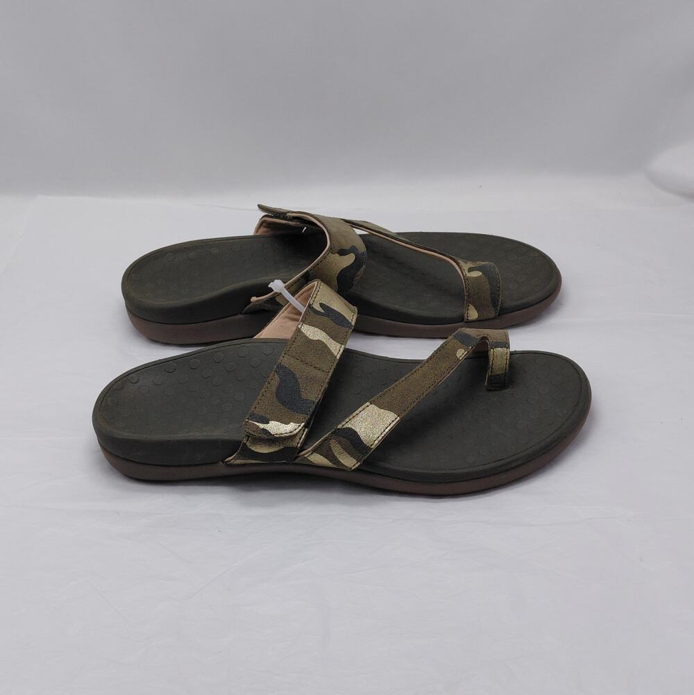 Vionic Womens Slide Sandals Sz 10 Green Camouflage Comfort Slip On Walking Flats